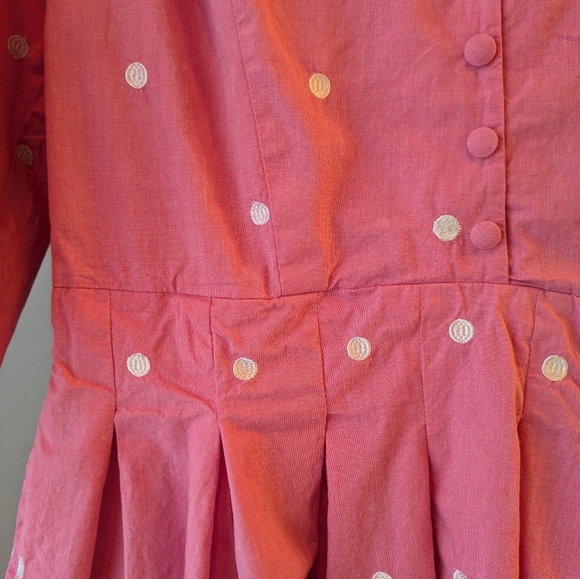 Wayward Fancies Pink Midi Dress with White Polka Dots 16 - Picture 6 of 8